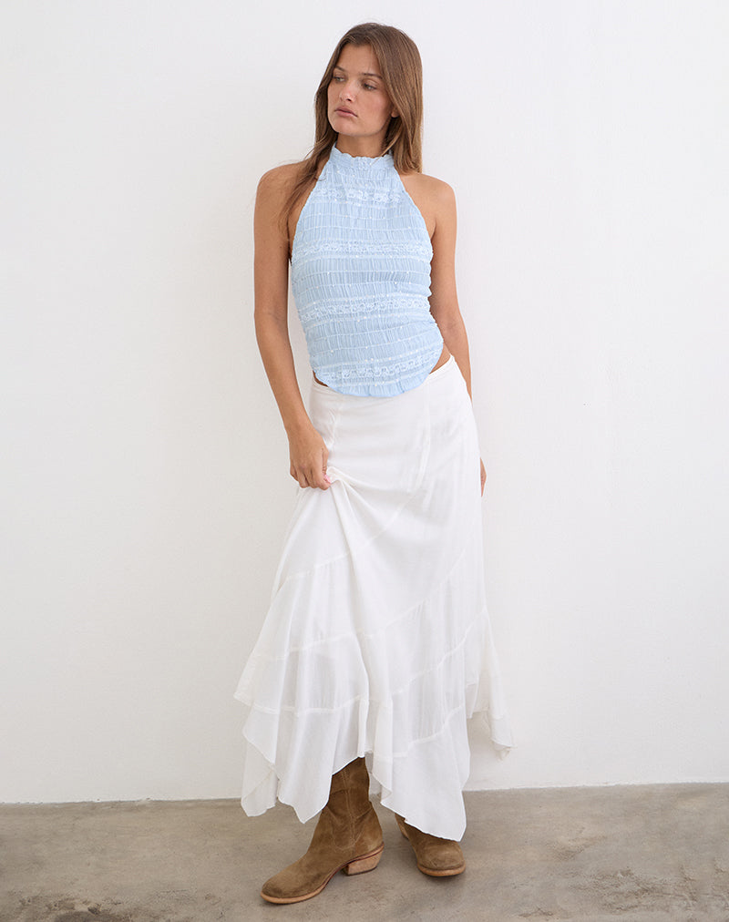 Adisti Top in Sequin Mesh Baby Blue