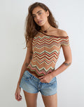Aisling Off Shoulder Top in Green Multi Stripe