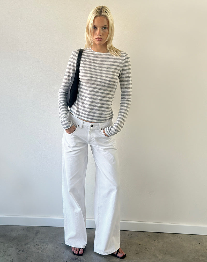 Alon Top in Sheer Jersey Grey and White Stripe