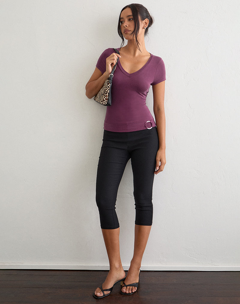 Aluvia Top with Silver Ring in Cupro Deep Purple