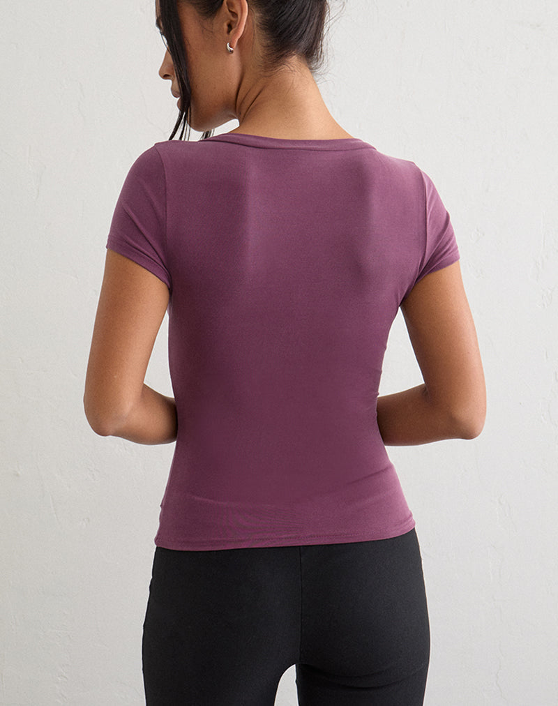 Aluvia Top with Silver Ring in Cupro Deep Purple