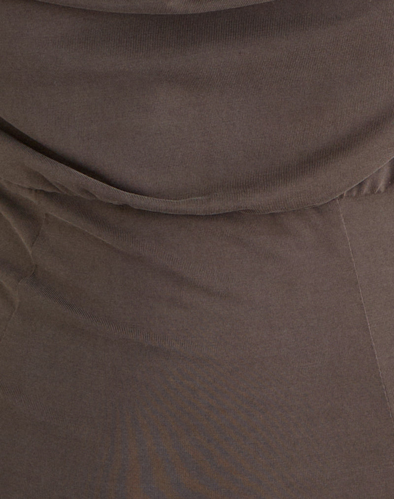 Wiyana Cowl Neck Top in Cupro Dark Brown
