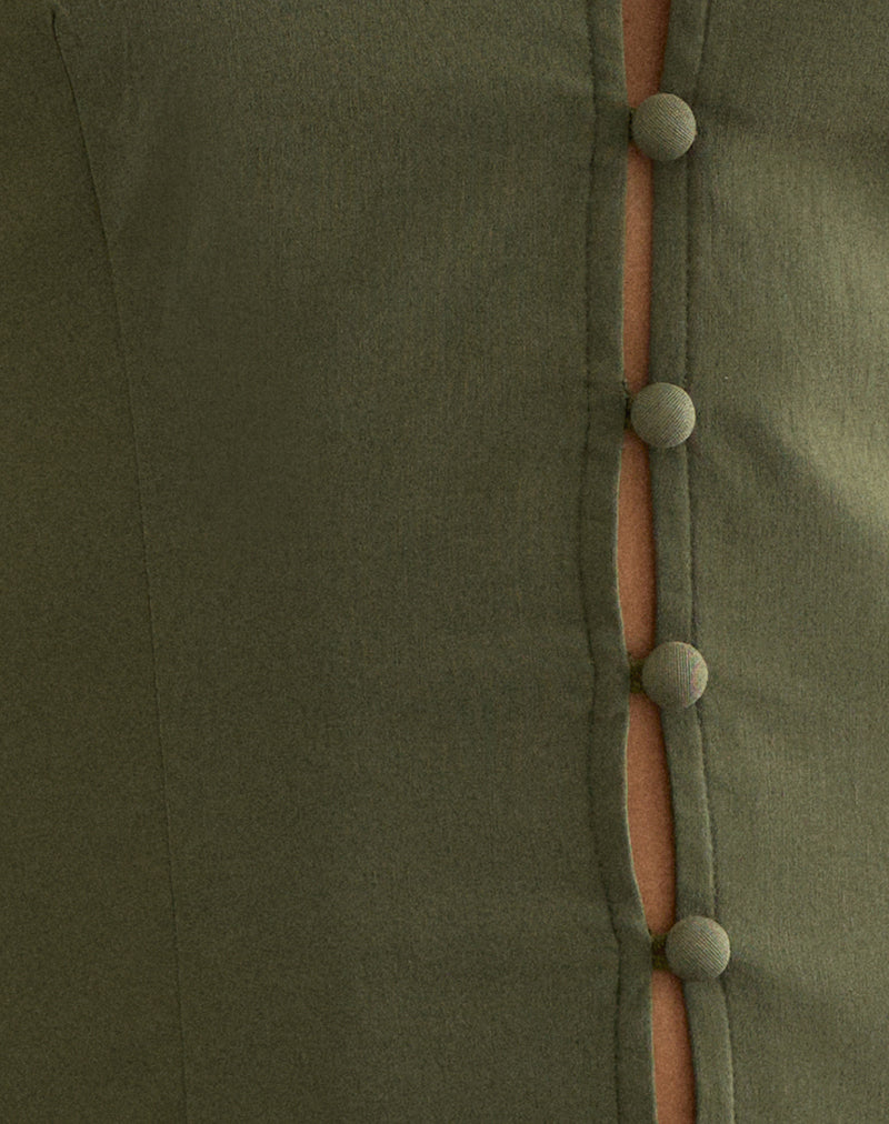 Anika V Shirt in Stretch Tailoring Khaki