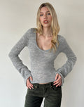 Ashla Long Sleeve Top in Sheer Knit Grey