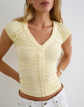 Atheia Gathered V-Neck Top in Rayon Jersey Lemon
