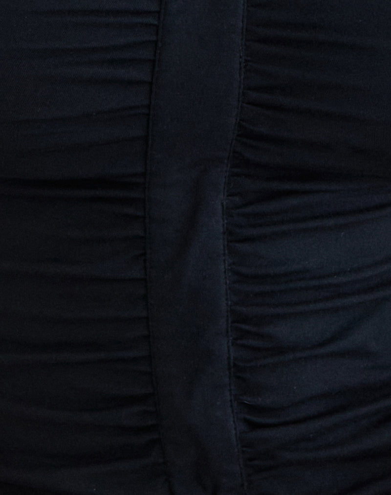 Atheia Gathered V-Neck Top in Rayon Jersey Black