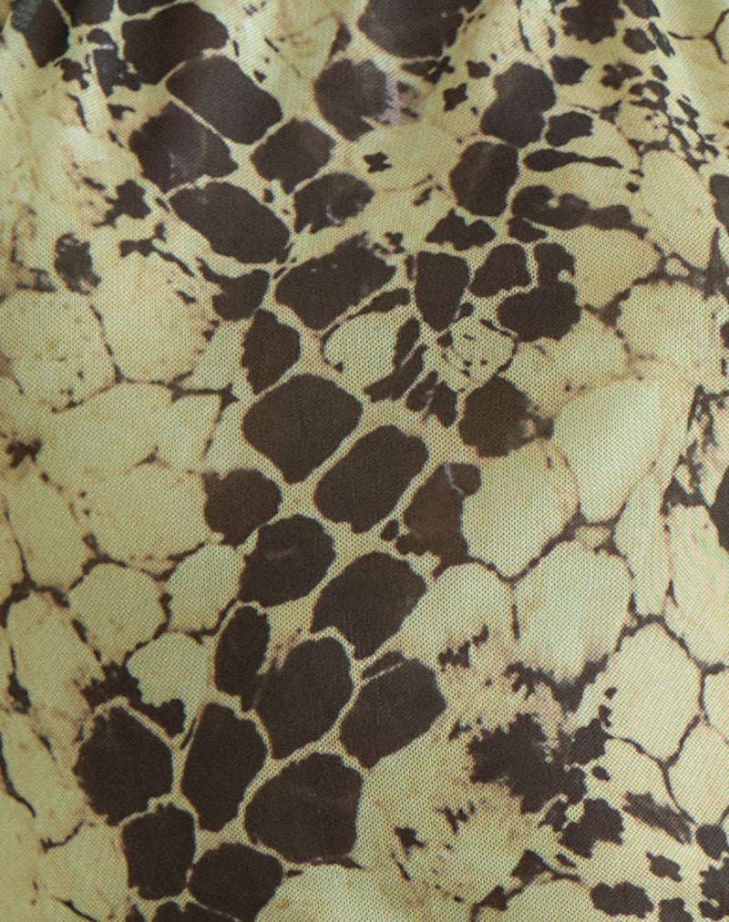 Athens Backless Sheer Top in Snake Skin Muted Lime