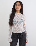Beerus Long Sleeve Mock Neck Top in Lace Ivory