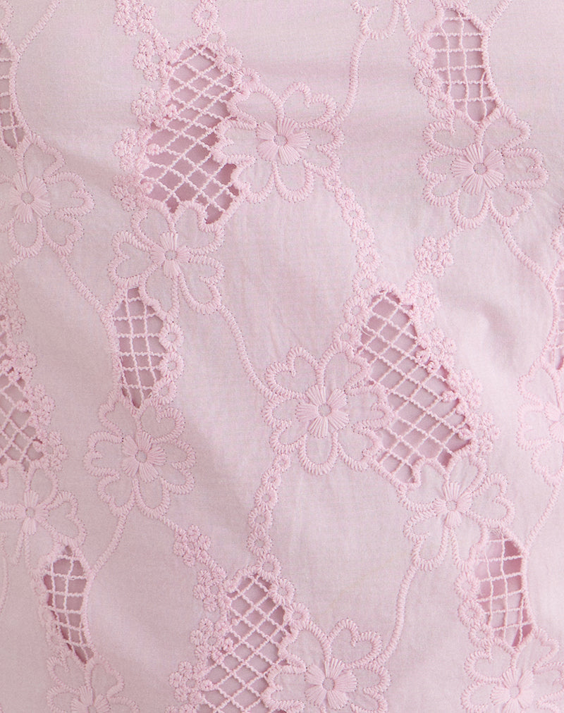 Beline Strap Top in Broderie Baby Pink