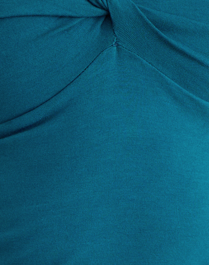 Bethany Twist Top in Rayon Jersey Dark Teal