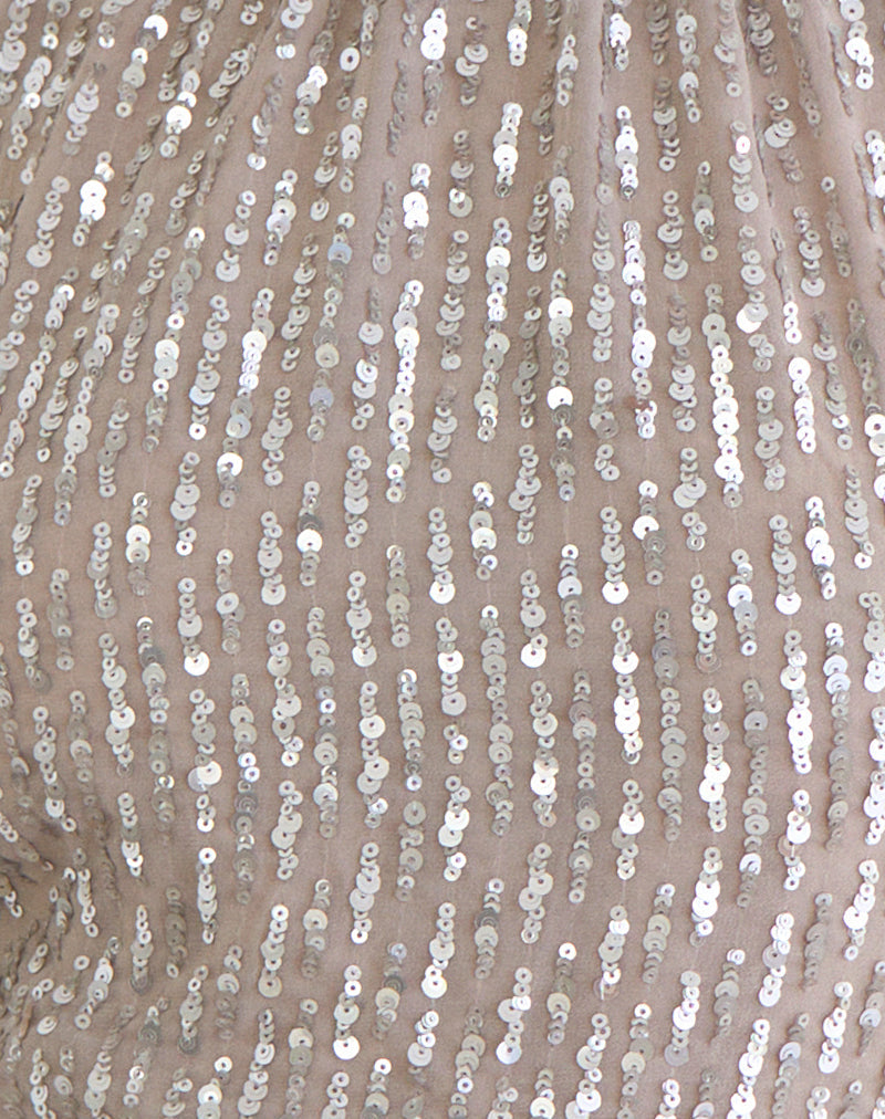 Beyi Halterneck Top in Chiffon Sequin Nude