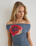 Bisik Top in Grey with Big Petal Script