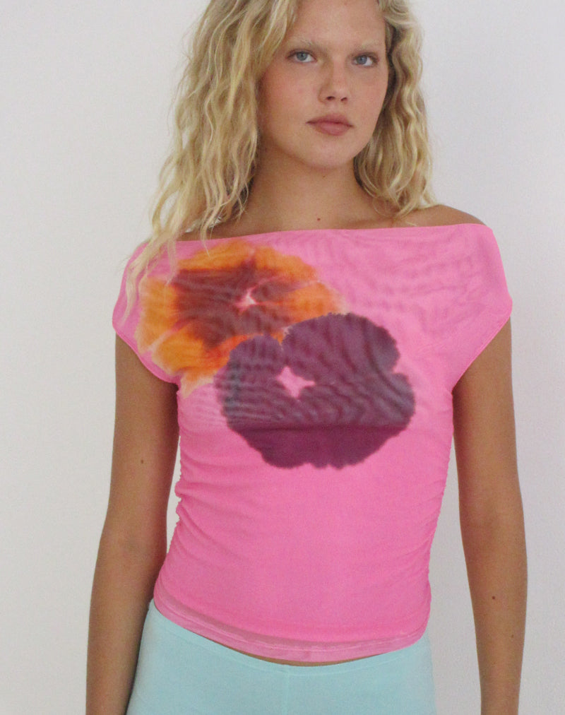 Bisik Top in Hot Pink with Double Petal Script