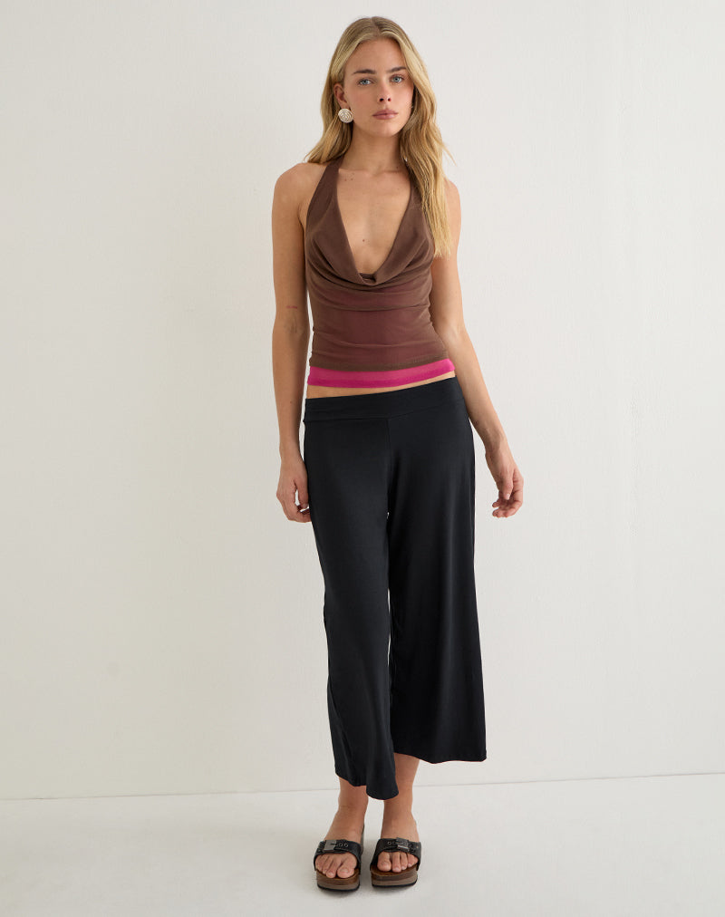 Branjali Top in Mesh Brown with Hot Pink Lining