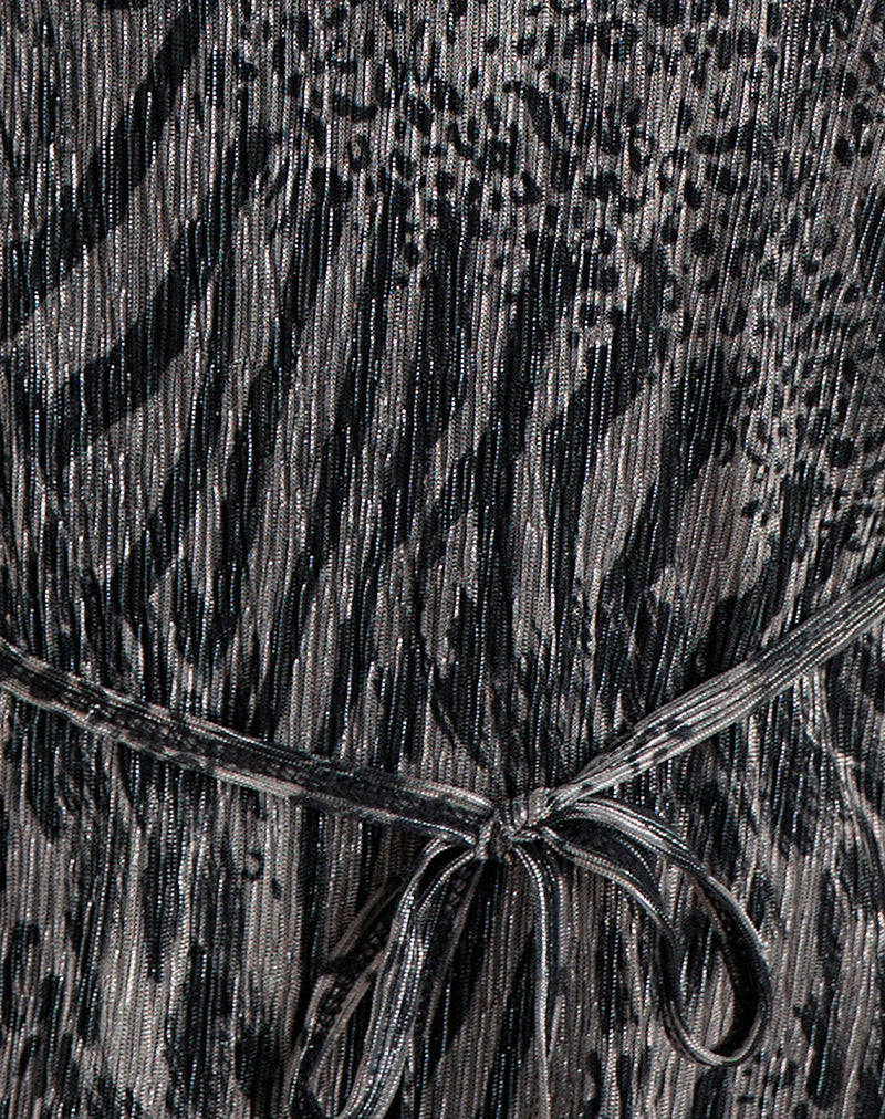 Brienne Top in Plisse Leopard Grey