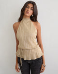Brienne Top in Shimmer Plisse Champagne