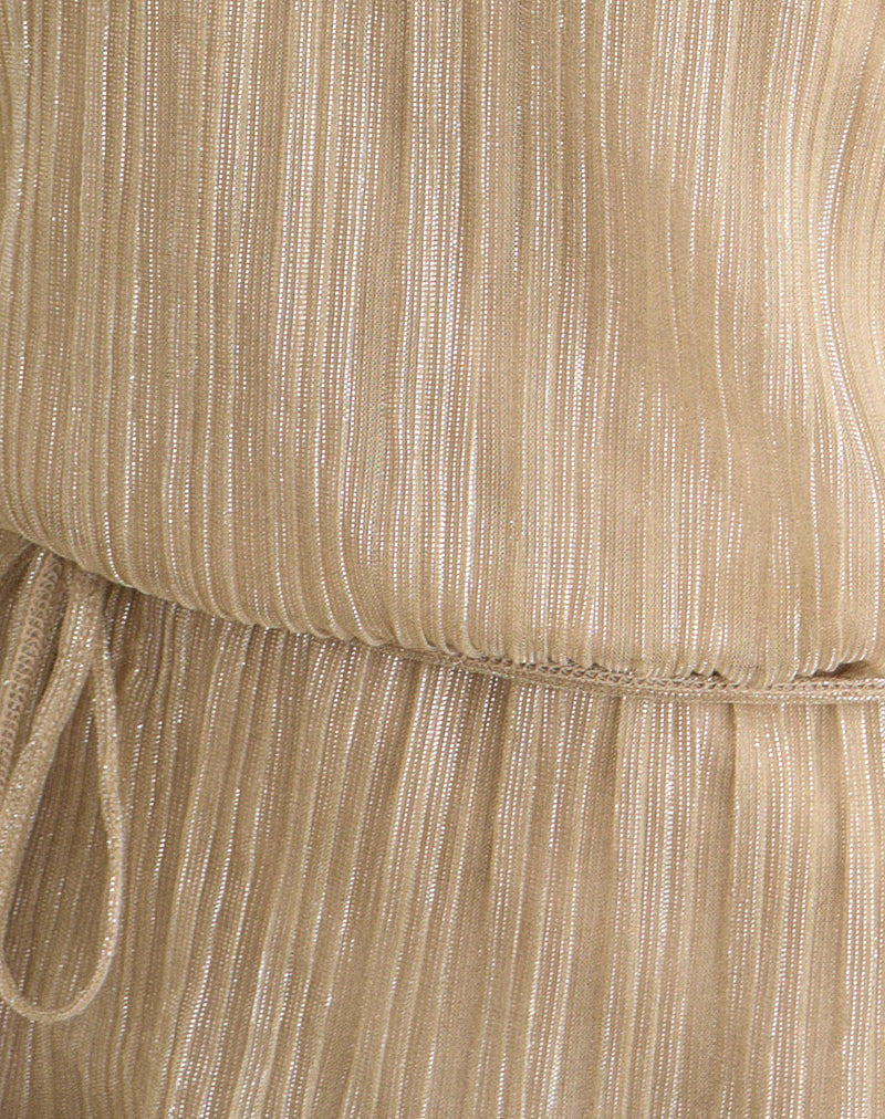 Brienne Top in Shimmer Plisse Champagne