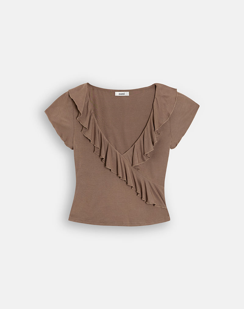 Briona Top in Sheer Jersey Brown
