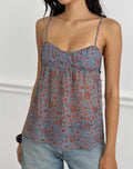 Camden Cami Top in Shadow Blossom Blue Chiffon