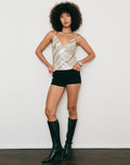 Camilla Top in Stripe Sequin Light Taupe