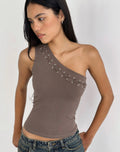 Chivago Cross Lace Up Top in Coffee Quartz