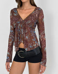 Concetta Long Sleeve Top in Feathery Paisley Brown