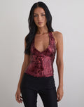 Cosio Halter Top in Mix Sequin Maroon