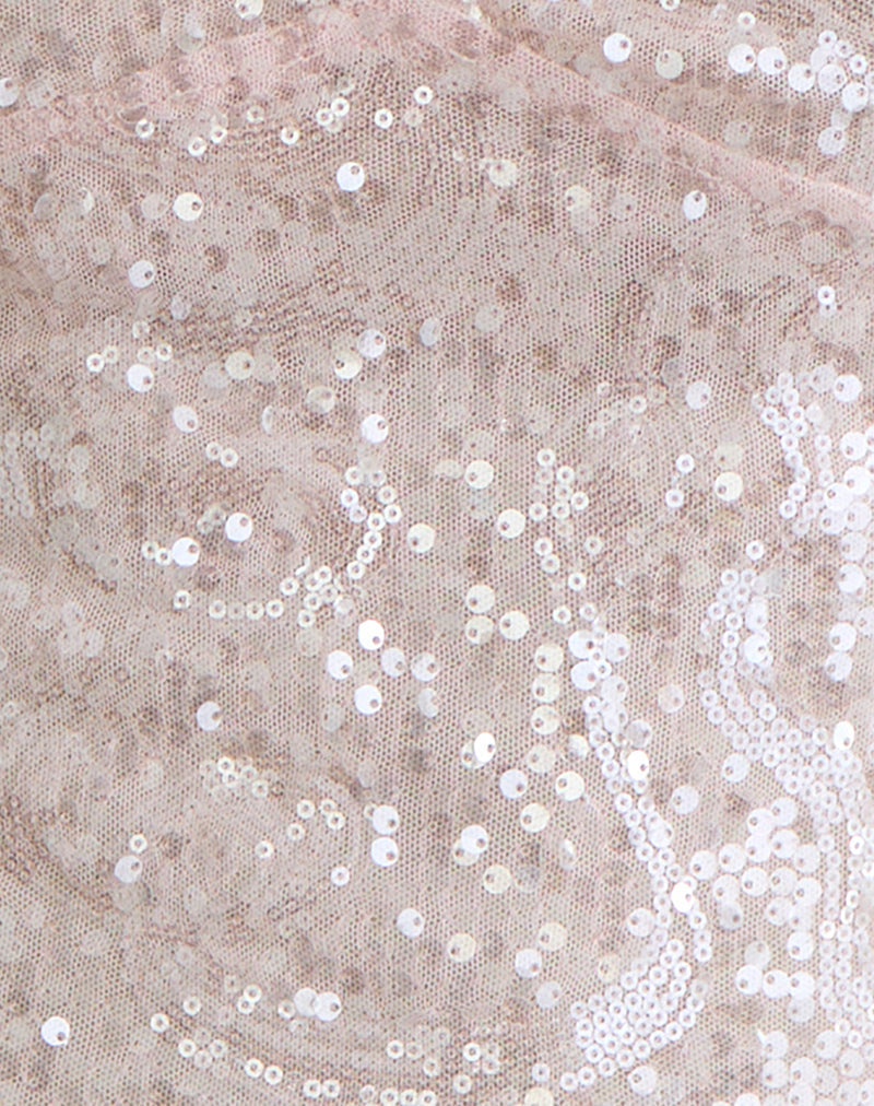 Cosio Halter Top in Sequin Baby Pink
