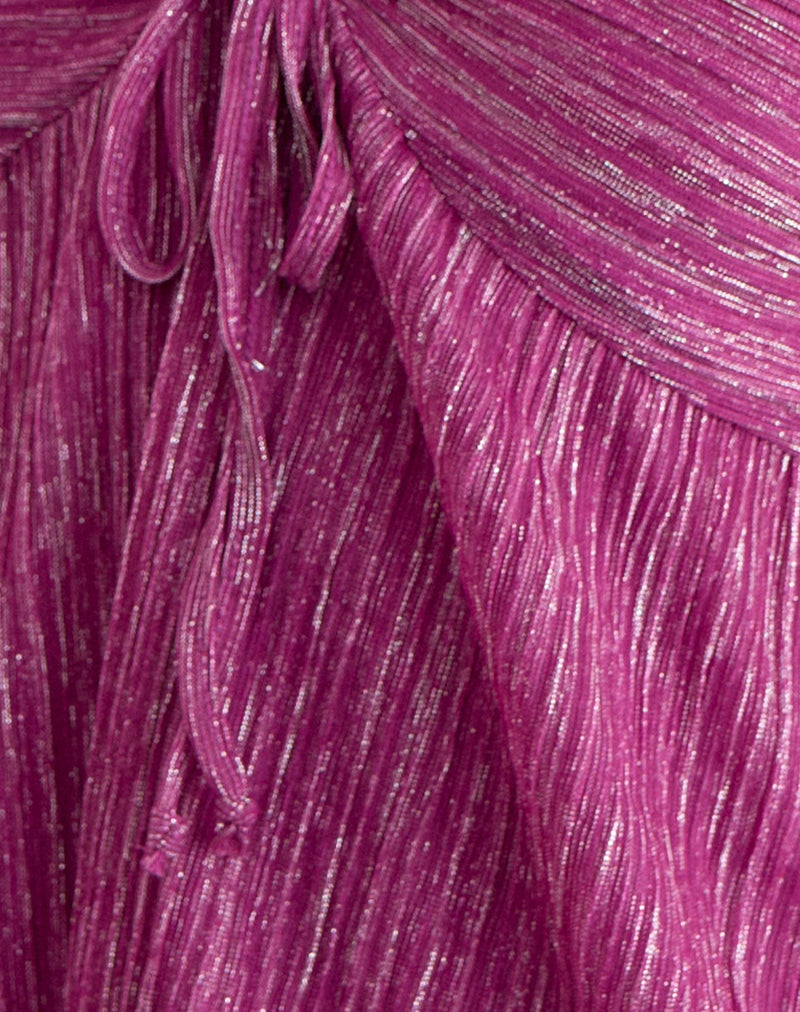 Cutie Halterneck Top in Plisse Hot Pink