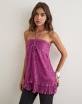 Cutie Halterneck Top in Plisse Hot Pink