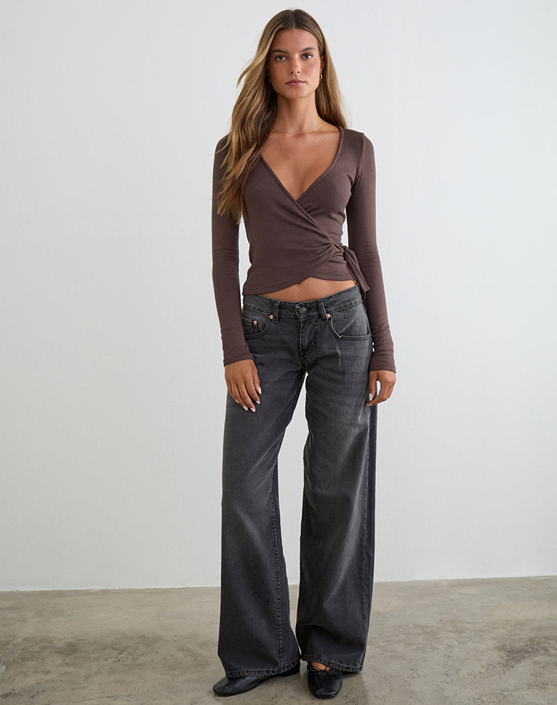 Dakyung Long Sleeve Top in Thick Ribbed Coffee Quartz