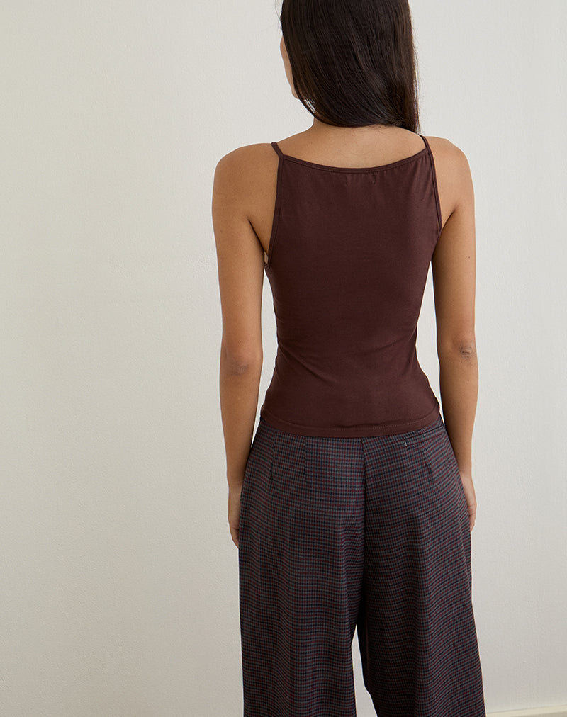 Dudley Vest Top in Jersey Bitter Chocolate