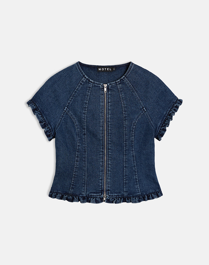 Dunya Top in Chambray Vintage Blue