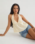 Eldana Halterneck Top in Poplin Buttermilk