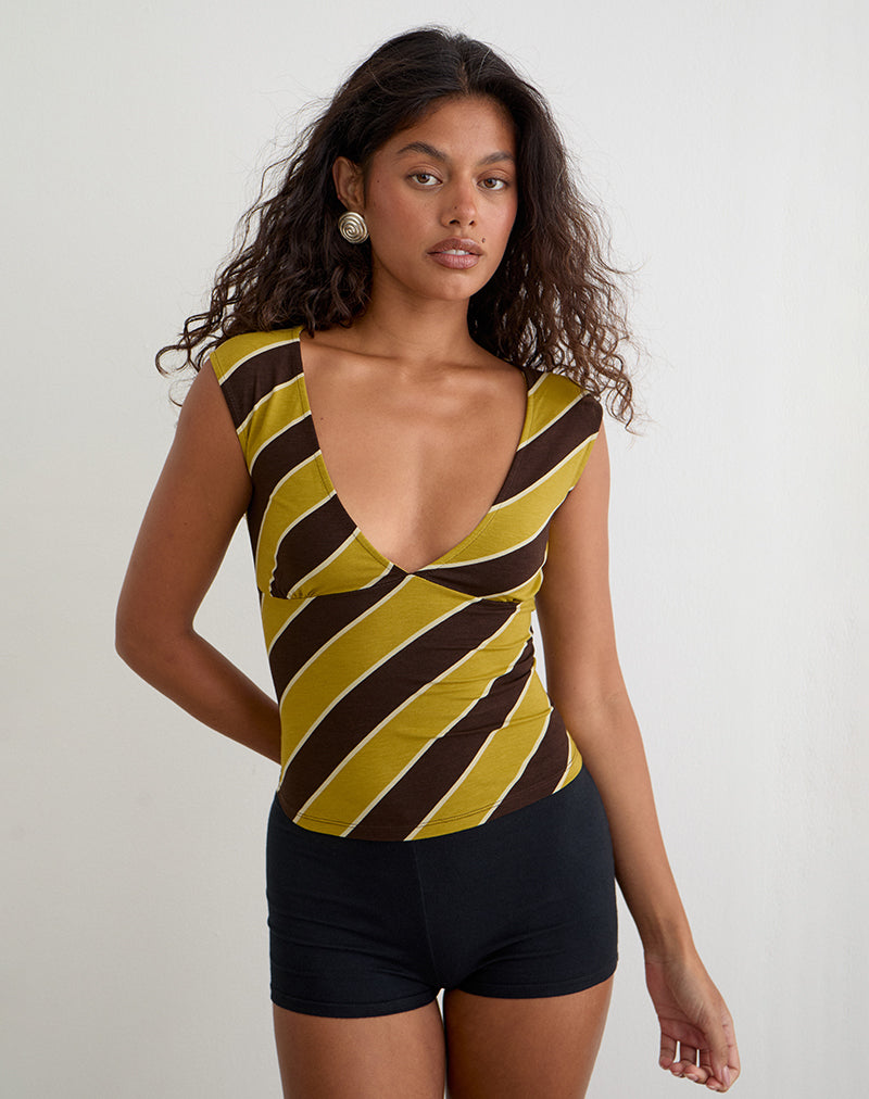 Emberlo Top in Retro Stripe Yellow