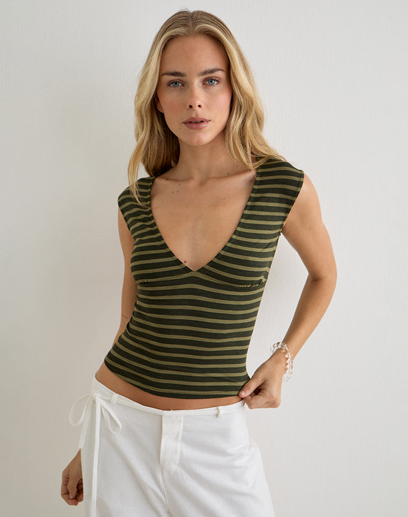 Emberlo Top in Wide Stripe Green