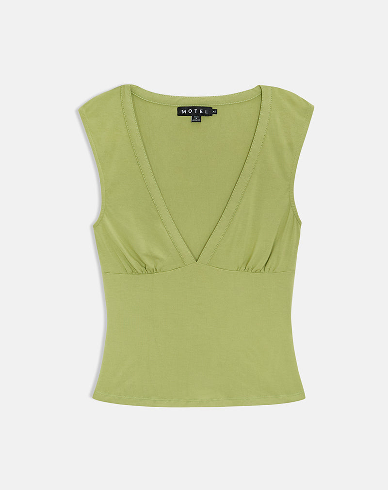 Emberly Plunge Top in Apple Green
