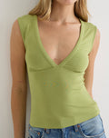 Emberly Plunge Top in Apple Green