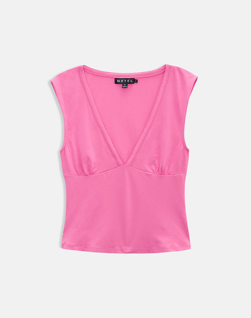 Emberly Plunge Top in Deep Pink