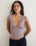 Emberly Plunge Top in Dusty Mauve