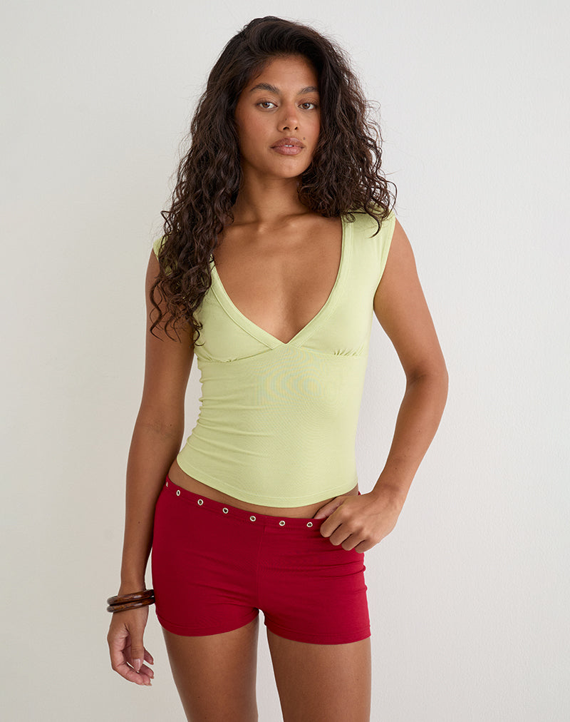 Emberly Plunge Top in Pistachio