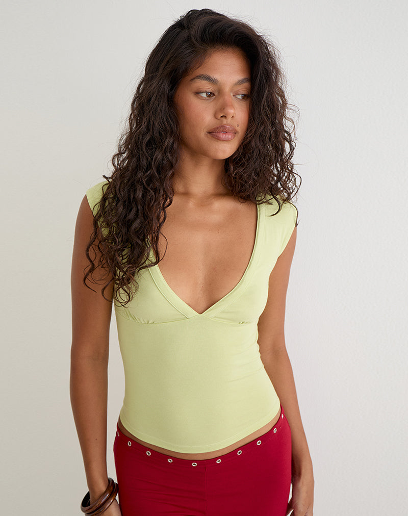 Emberly Plunge Top in Pistachio