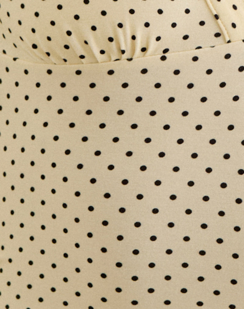 Emesy Long Sleeve Top in Butter Yellow with Micro Polka Dots