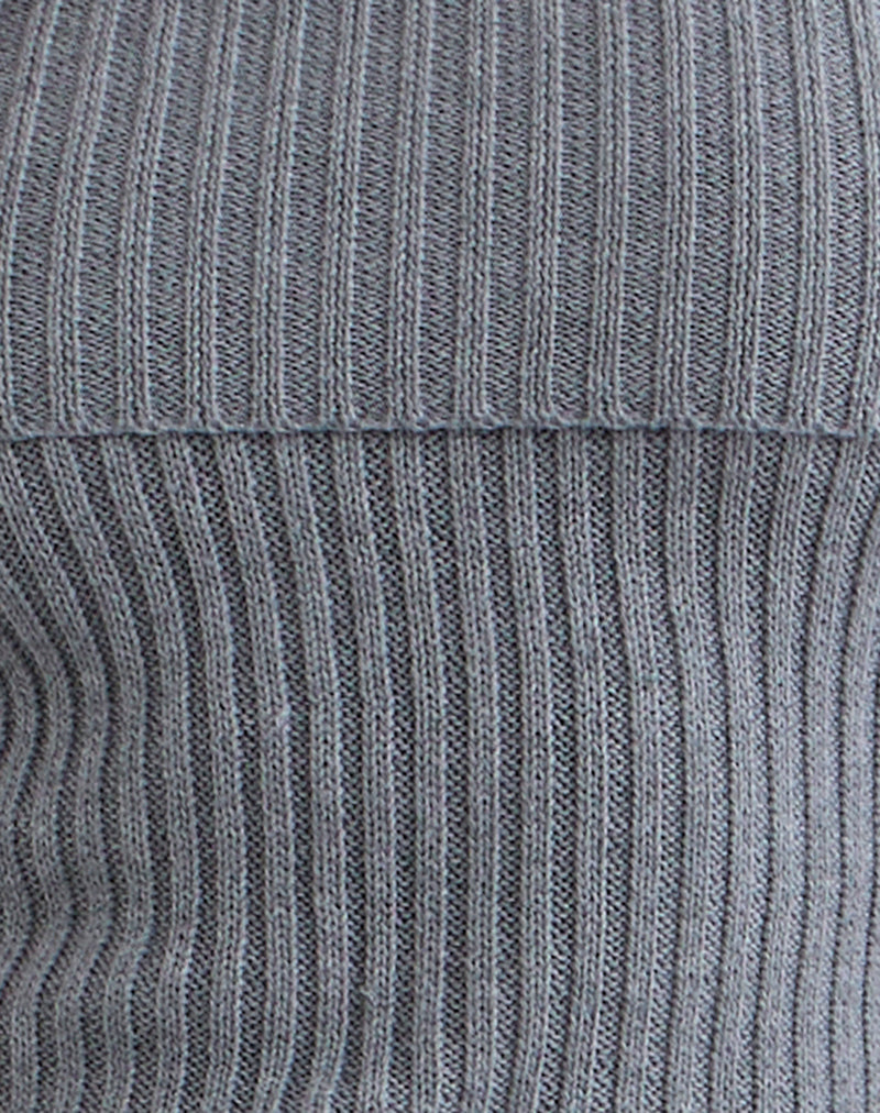 Fahari Foldover Top in Rib Knit Grey