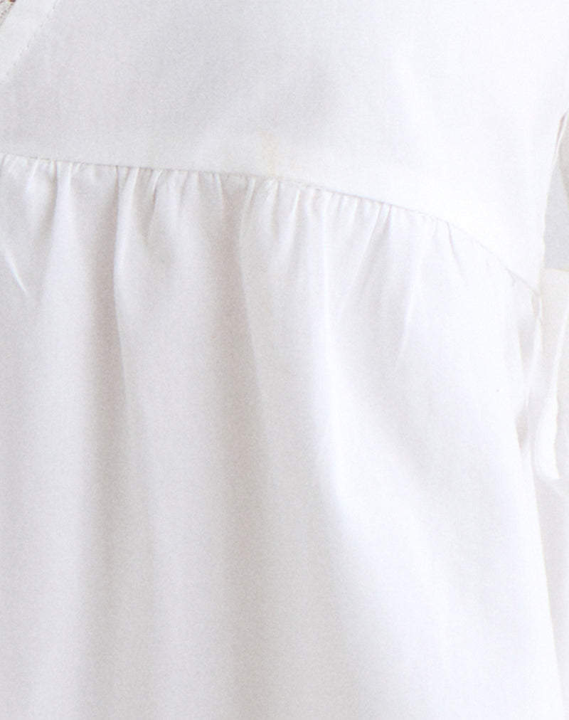 Fahwa Blouse with Tie Side in Poplin White