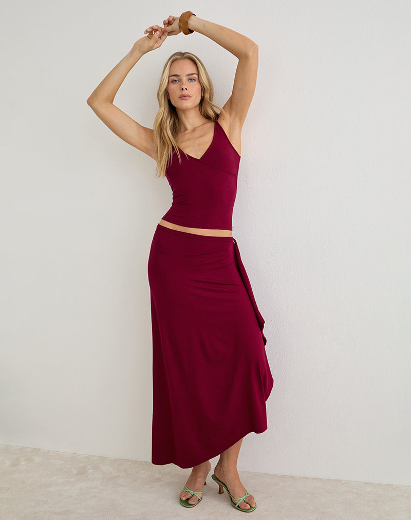 Fara Top with Beads in Jersey Burgundy