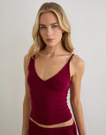 Fara Top with Beads in Jersey Burgundy