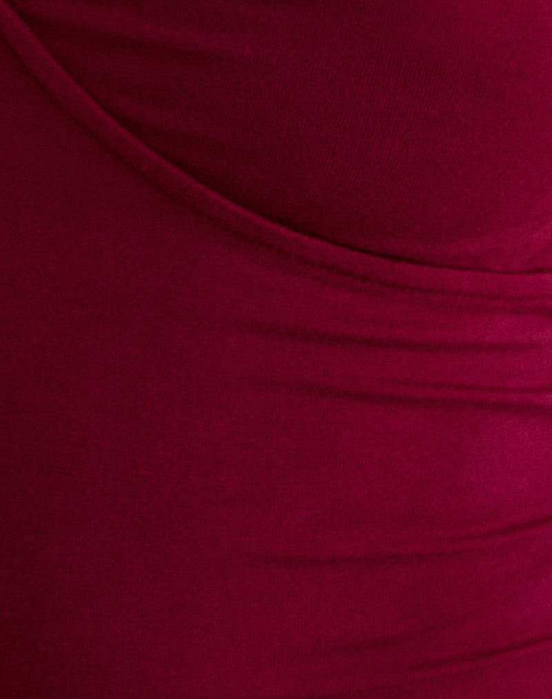 Fara Top with Beads in Jersey Burgundy