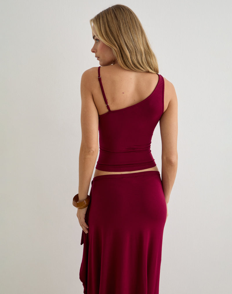 Fara Top with Beads in Jersey Burgundy