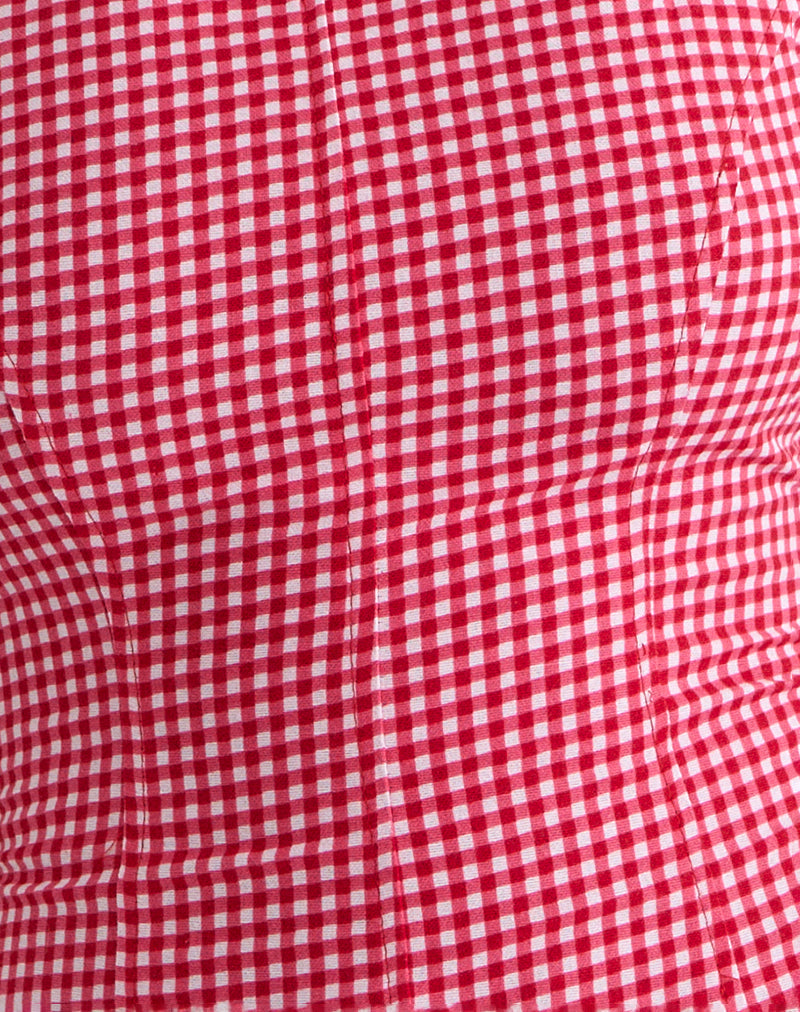 Felia Tie Back Top in Red Gingham